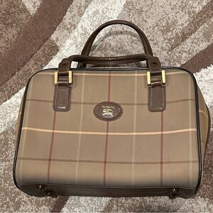 Burberry Brown Plaid Boston Bag